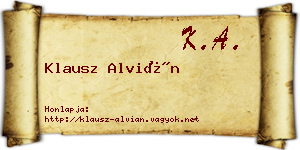 Klausz Alvián névjegykártya
